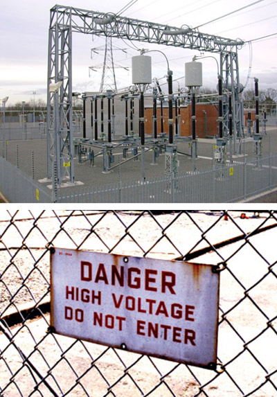 Switchyard and Danger Sign